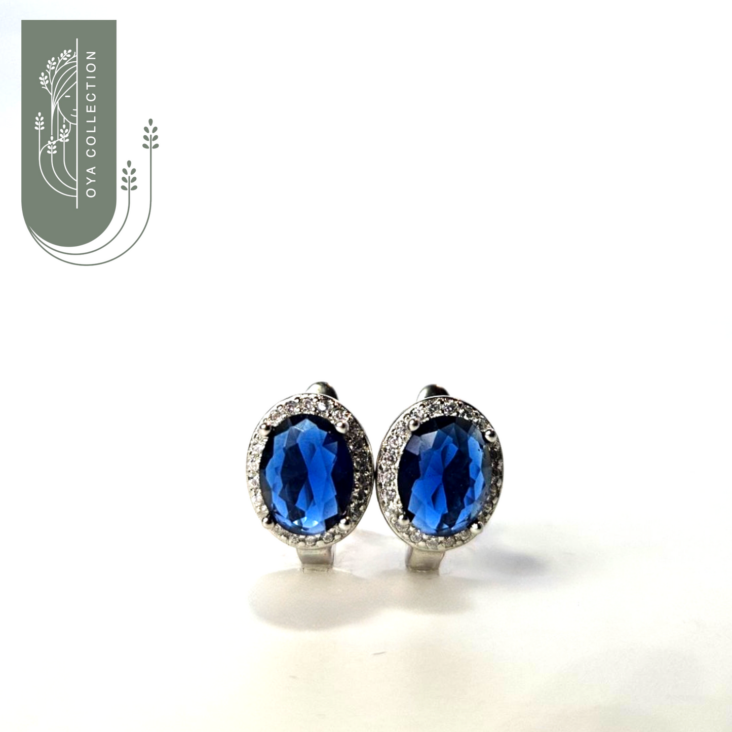 Blue Sapphire Oval Earrings