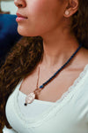 Dumortierite beaded rose gold plated brass necklace - My Store