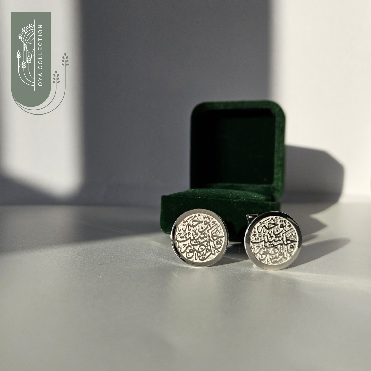925 silver cufflinks with platinum plating, engraved with the Arabic phrase: Go wherever you want, for you are victorious. A timeless and inspiring gift for men.