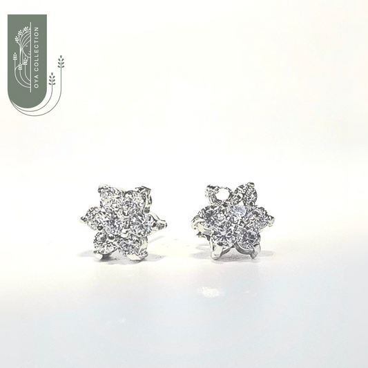 Small Flower Shaped Zirconia Earrings