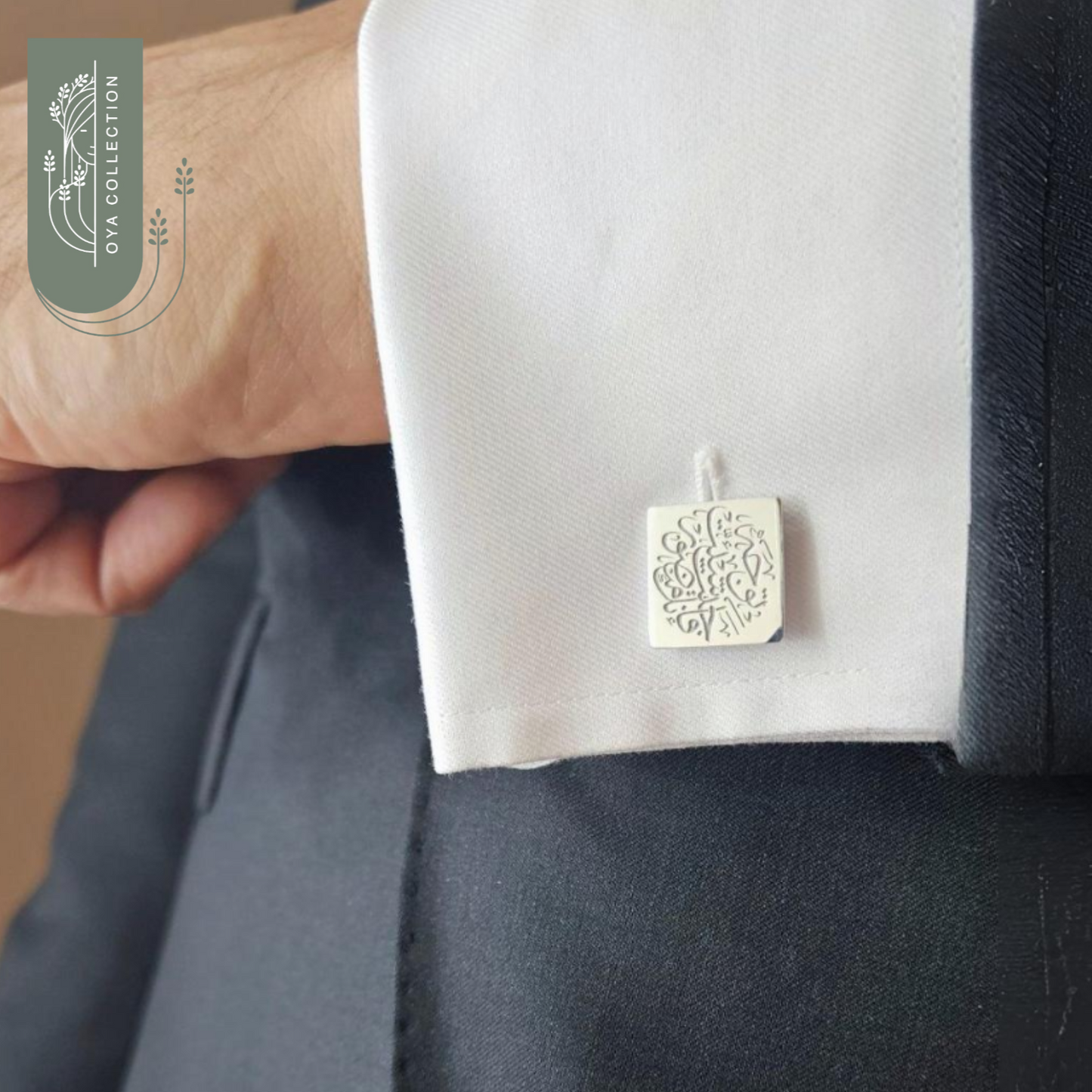 925 Silver Square Cufflinks with Platinum Plating