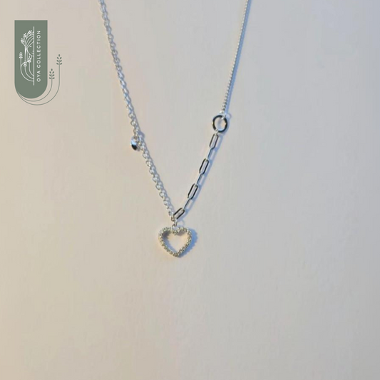 Silver 925 Necklace - Heart with Zirconia