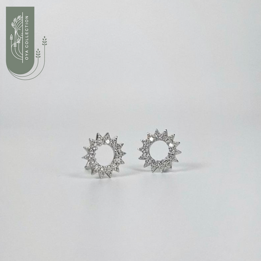 Sun Shaped Zirconia Earrings